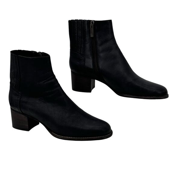 Aquatalia Waterproof Ankle Block Heel Boot Women's 7 Black Elastic Panel Zip Up - Picture 5 of 11